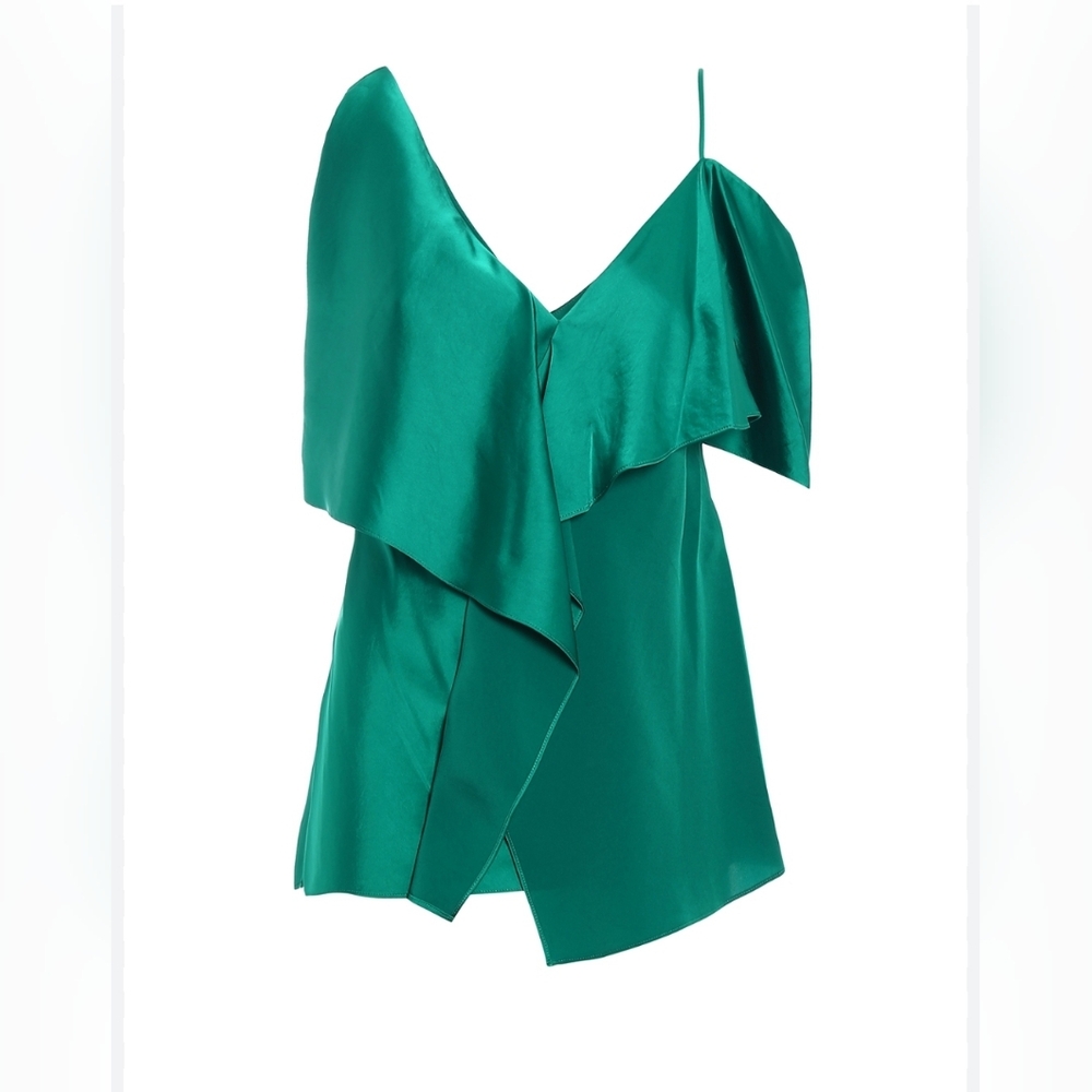 Diane Von Furstenberg DVF Asymmetrical Emerald Green Top Size S Small